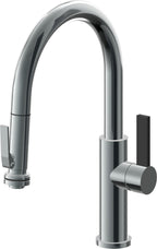 California Faucets Corsano Llave de Cocina Extraible Contemporanea con Rociador de Apretar - Pico Bajo en Arco - Níquel Negro