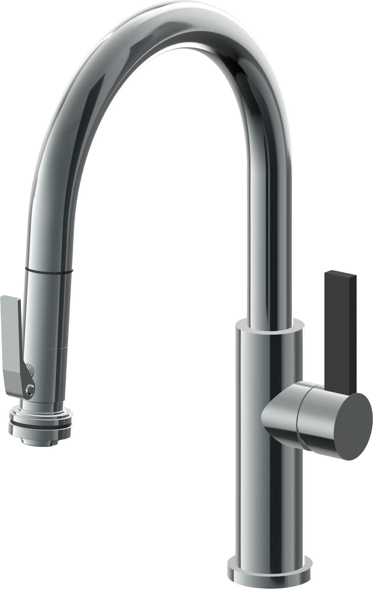 California Faucets Corsano Llave de Cocina Extraible Contemporanea con Rociador de Apretar - Pico Bajo en Arco - Níquel Negro