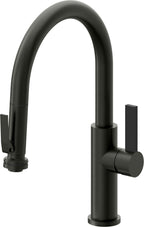 California Faucets Corsano Llave de Cocina Extraible Contemporanea con Rociador de Apretar - Pico Bajo en Arco - Bronce Bella Terra
