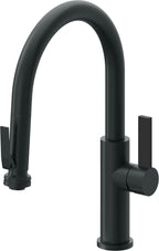 California Faucets Corsano Llave de Cocina Extraible Contemporanea con Rociador de Apretar - Pico Bajo en Arco - Carbón