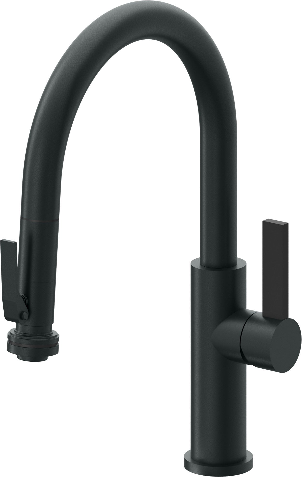 California Faucets Corsano Llave de Cocina Extraible Contemporanea con Rociador de Apretar - Pico Bajo en Arco - Carbón