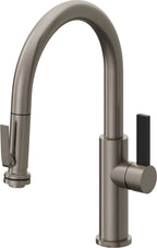 California Faucets Corsano Llave de Cocina Extraible Contemporanea con Rociador de Apretar - Pico Bajo en Arco - Grafito