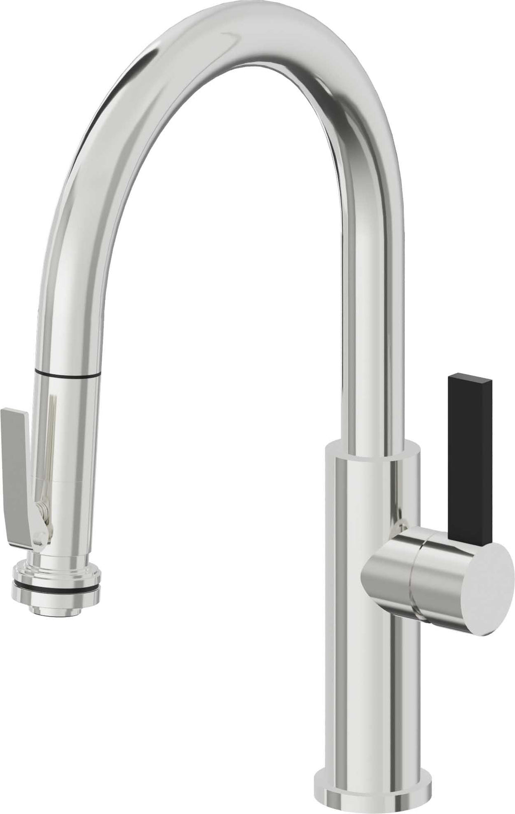 California Faucets Corsano Llave de Cocina Extraible Contemporanea con Rociador de Apretar - Pico Bajo en Arco - Cromo Pulido