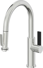 California Faucets Corsano Llave de Cocina Extraible Contemporanea con Rociador de Apretar - Pico Bajo en Arco - Cromo Pulido