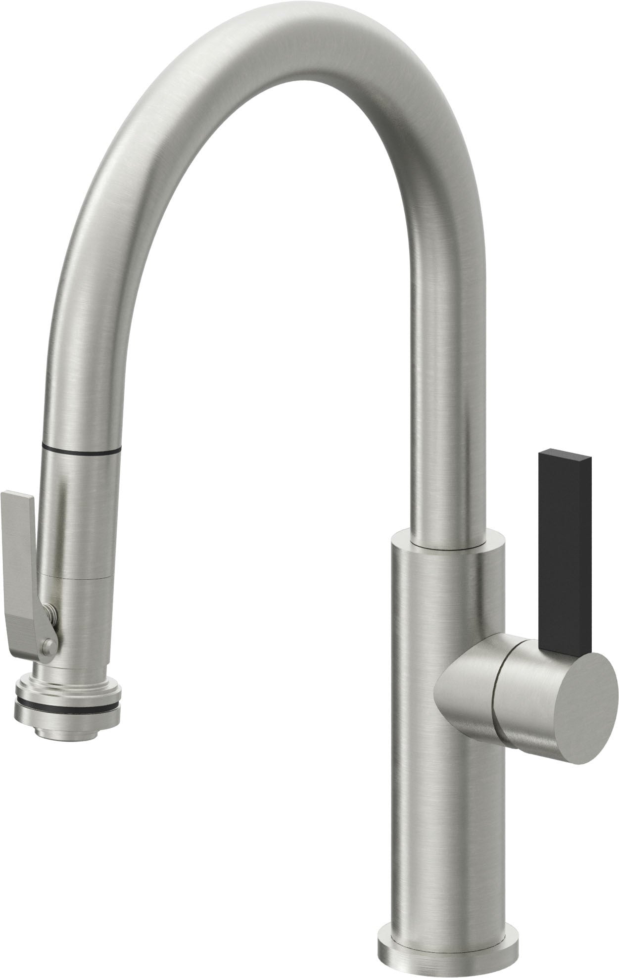 California Faucets Corsano Llave de Cocina Extraible Contemporanea con Rociador de Apretar - Pico Bajo en Arco - Cromo Satinado