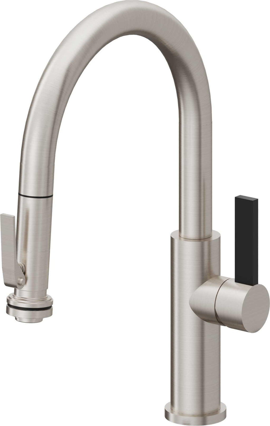 California Faucets Corsano Llave de Cocina Extraible Contemporanea con Rociador de Apretar - Pico Bajo en Arco - Acero Inoxidable Ultra