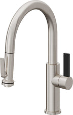 California Faucets Corsano Llave de Cocina Extraible Contemporanea con Rociador de Apretar - Pico Bajo en Arco - Acero Inoxidable Ultra