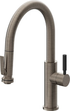 California Faucets Corsano Llave de Cocina Extraible Contemporanea con Rociador de Apretar - Pico Bajo en Arco - Níquel Antiguo Mate