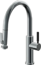 California Faucets Corsano Llave de Cocina Extraible Contemporanea con Rociador de Apretar - Pico Bajo en Arco - Níquel Negro