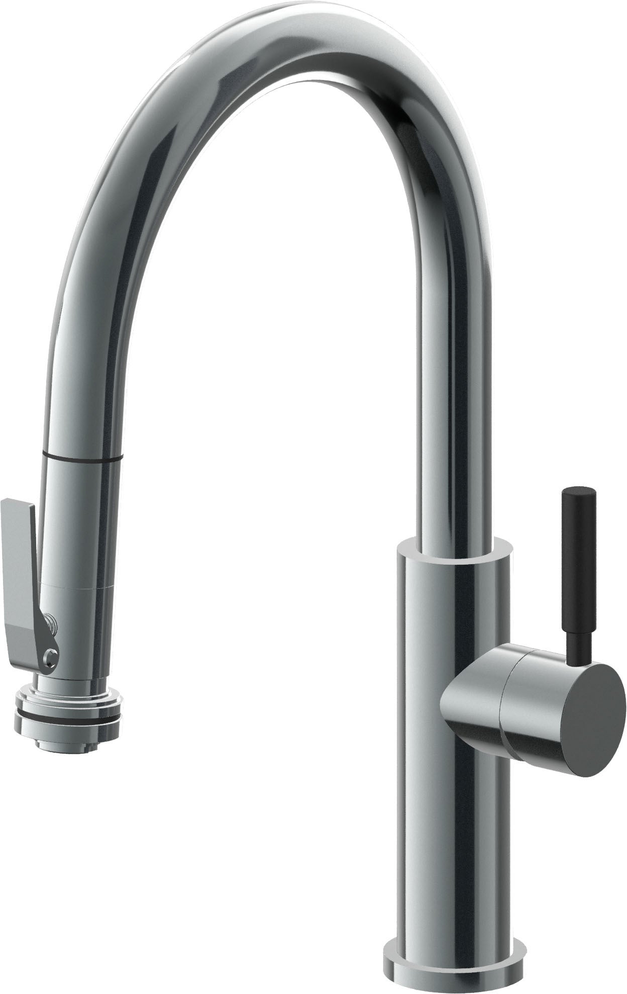 California Faucets Corsano Llave de Cocina Extraible Contemporanea con Rociador de Apretar - Pico Bajo en Arco - Níquel Negro