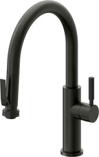 California Faucets Corsano Llave de Cocina Extraible Contemporanea con Rociador de Apretar - Pico Bajo en Arco - Bronce Bella Terra