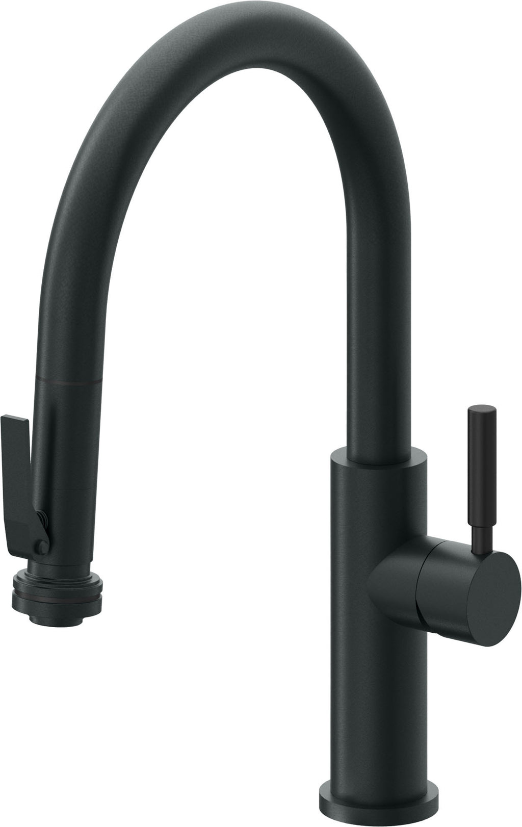 California Faucets Corsano Llave de Cocina Extraible Contemporanea con Rociador de Apretar - Pico Bajo en Arco - Carbón