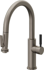 California Faucets Corsano Llave de Cocina Extraible Contemporanea con Rociador de Apretar - Pico Bajo en Arco - Grafito