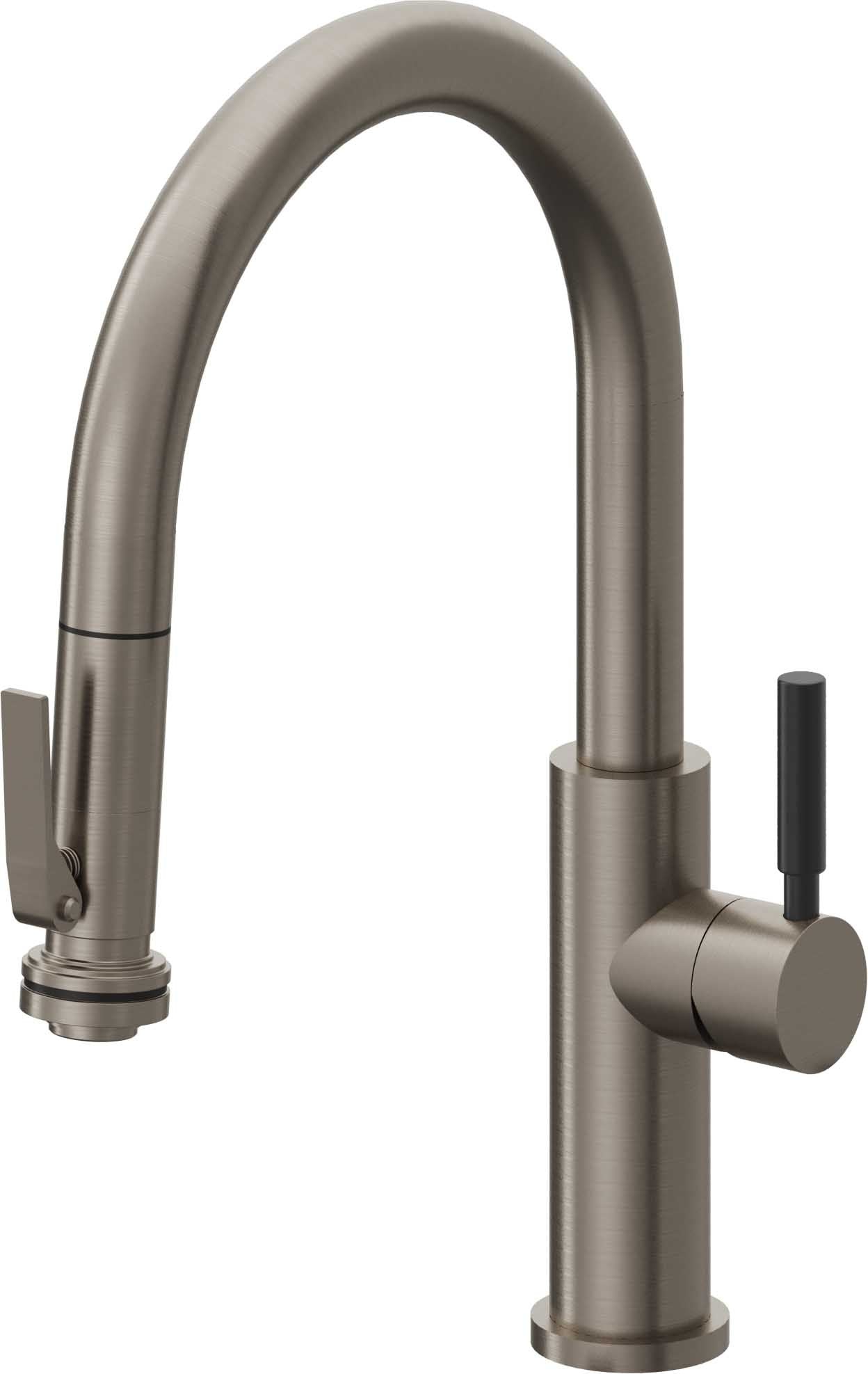 California Faucets Corsano Llave de Cocina Extraible Contemporanea con Rociador de Apretar - Pico Bajo en Arco - Grafito