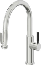 California Faucets Corsano Llave de Cocina Extraible Contemporanea con Rociador de Apretar - Pico Bajo en Arco - Cromo Pulido