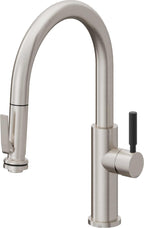 California Faucets Corsano Llave de Cocina Extraible Contemporanea con Rociador de Apretar - Pico Bajo en Arco - Acero Inoxidable Ultra
