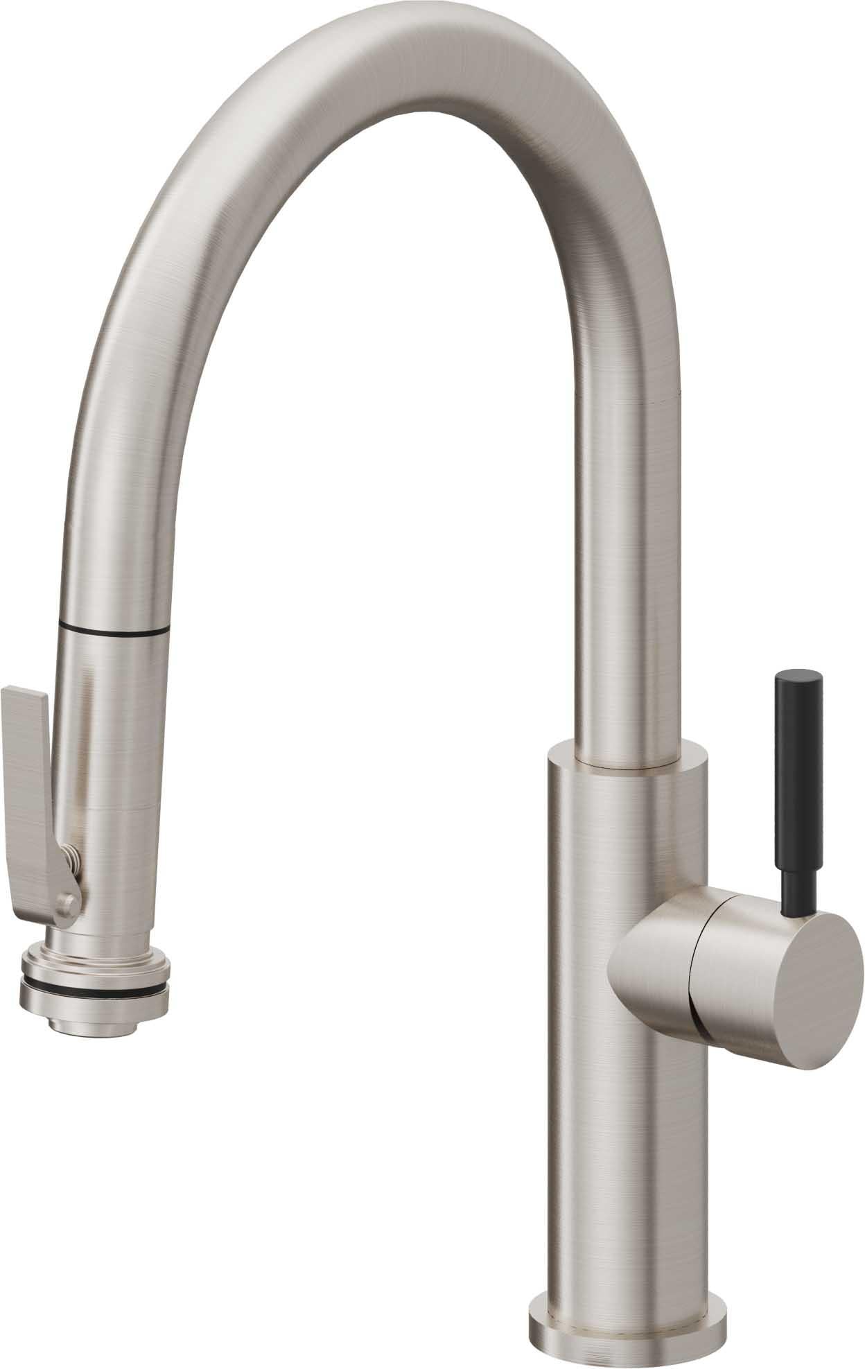 California Faucets Corsano Llave de Cocina Extraible Contemporanea con Rociador de Apretar - Pico Bajo en Arco - Acero Inoxidable Ultra