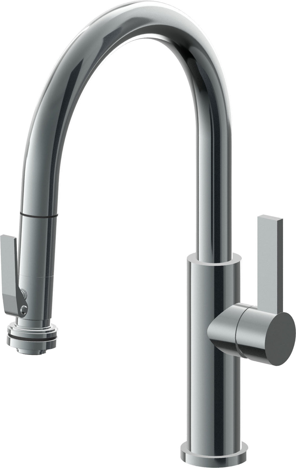 California Faucets Corsano Llave de Cocina Extraible Contemporanea con Rociador de Apretar - Pico Bajo en Arco - Níquel Negro