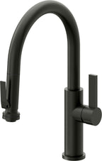 California Faucets Corsano Llave de Cocina Extraible Contemporanea con Rociador de Apretar - Pico Bajo en Arco - Bronce Bella Terra