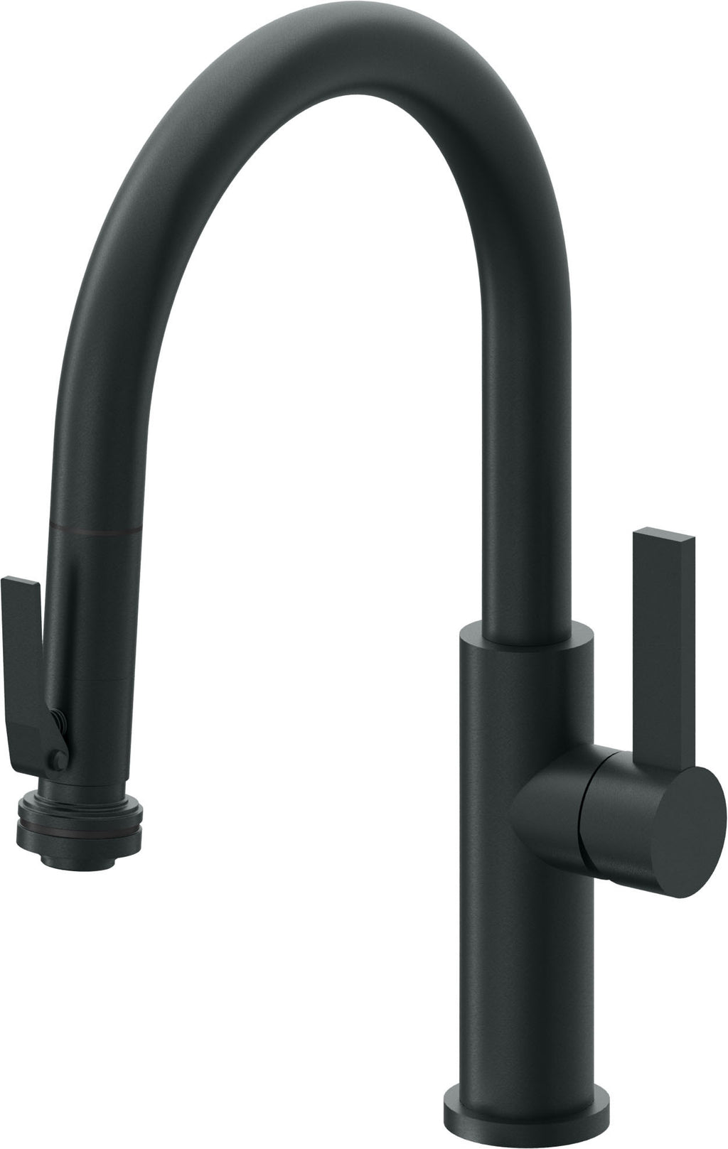 California Faucets Corsano Llave de Cocina Extraible Contemporanea con Rociador de Apretar - Pico Bajo en Arco - Carbón
