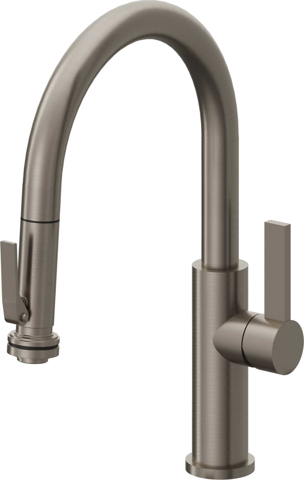 California Faucets Corsano Llave de Cocina Extraible Contemporanea con Rociador de Apretar - Pico Bajo en Arco - Grafito