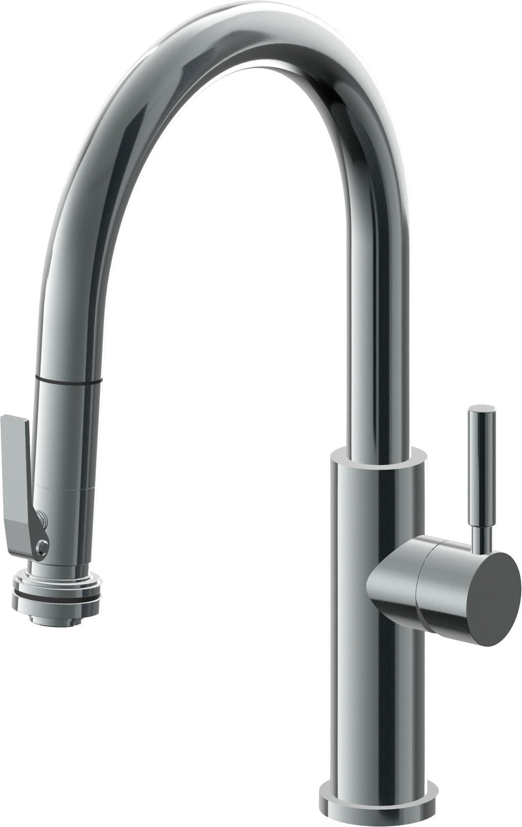 California Faucets Corsano Llave de Cocina Extraible Contemporanea con Rociador de Apretar - Pico Bajo en Arco - Níquel Negro