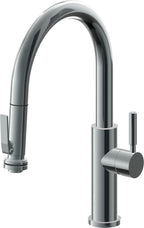 California Faucets Corsano Llave de Cocina Extraible Contemporanea con Rociador de Apretar - Pico Bajo en Arco - Níquel Negro
