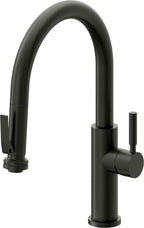 California Faucets Corsano Llave de Cocina Extraible Contemporanea con Rociador de Apretar - Pico Bajo en Arco - Bronce Bella Terra