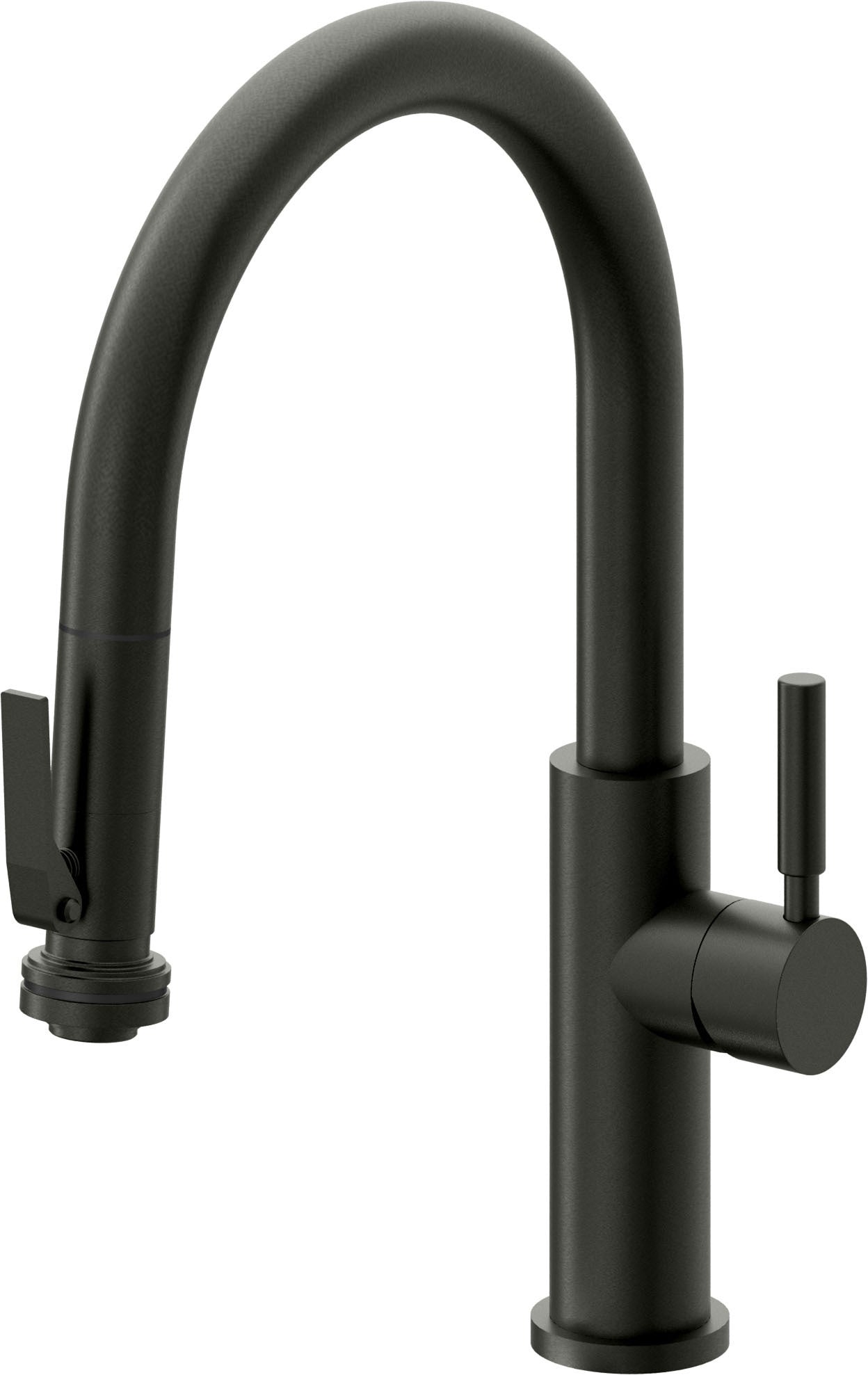 California Faucets Corsano Llave de Cocina Extraible Contemporanea con Rociador de Apretar - Pico Bajo en Arco - Bronce Bella Terra