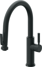California Faucets Corsano Llave de Cocina Extraible Contemporanea con Rociador de Apretar - Pico Bajo en Arco - Carbón