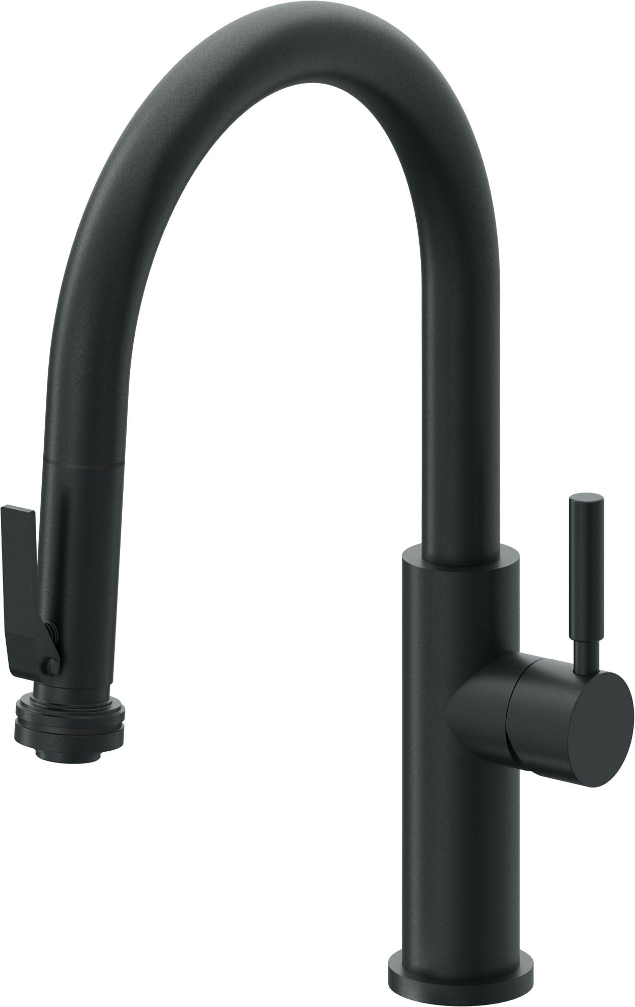 California Faucets Corsano Llave de Cocina Extraible Contemporanea con Rociador de Apretar - Pico Bajo en Arco - Carbón