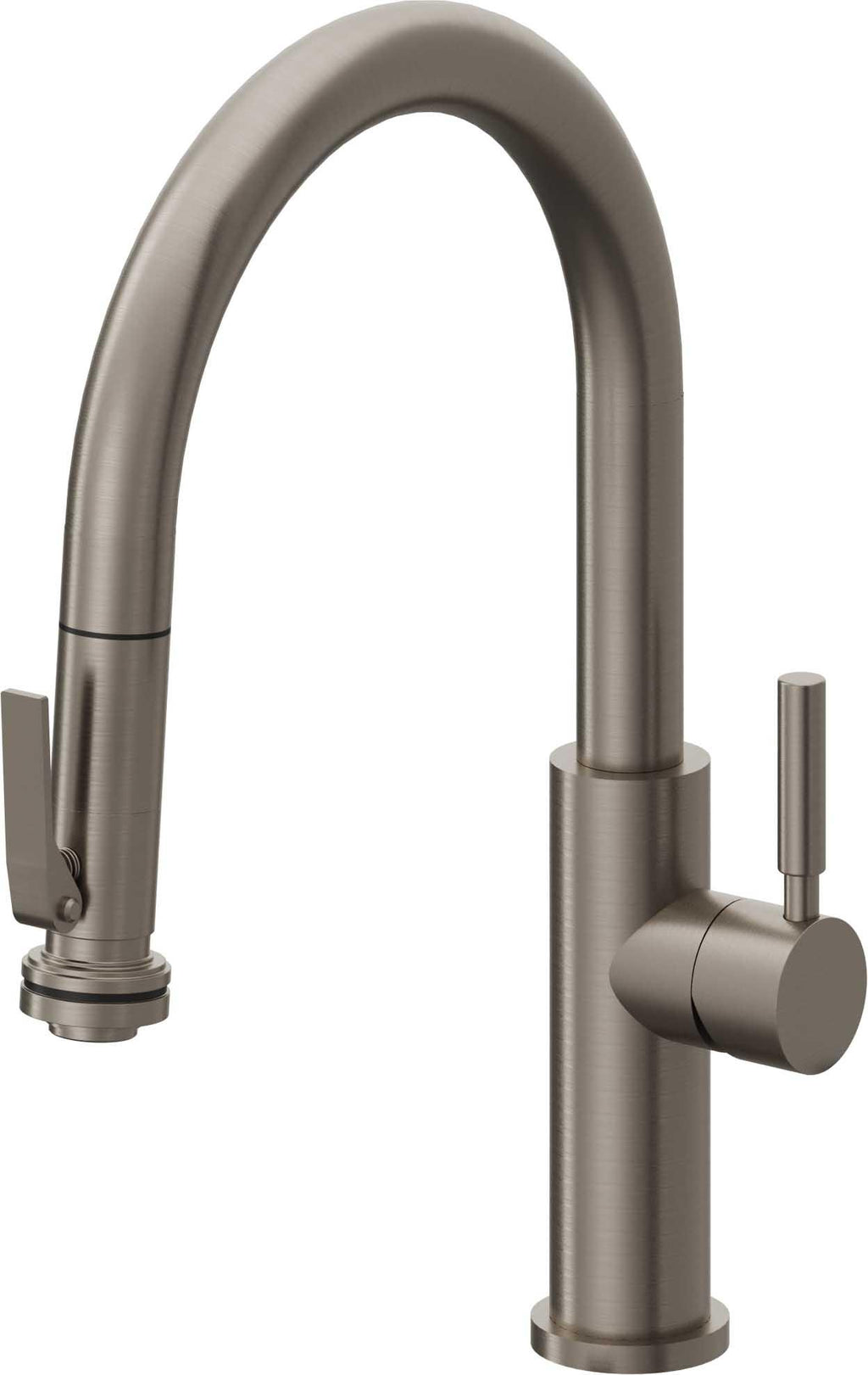 California Faucets Corsano Llave de Cocina Extraible Contemporanea con Rociador de Apretar - Pico Bajo en Arco - Grafito