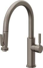 California Faucets Corsano Llave de Cocina Extraible Contemporanea con Rociador de Apretar - Pico Bajo en Arco - Grafito