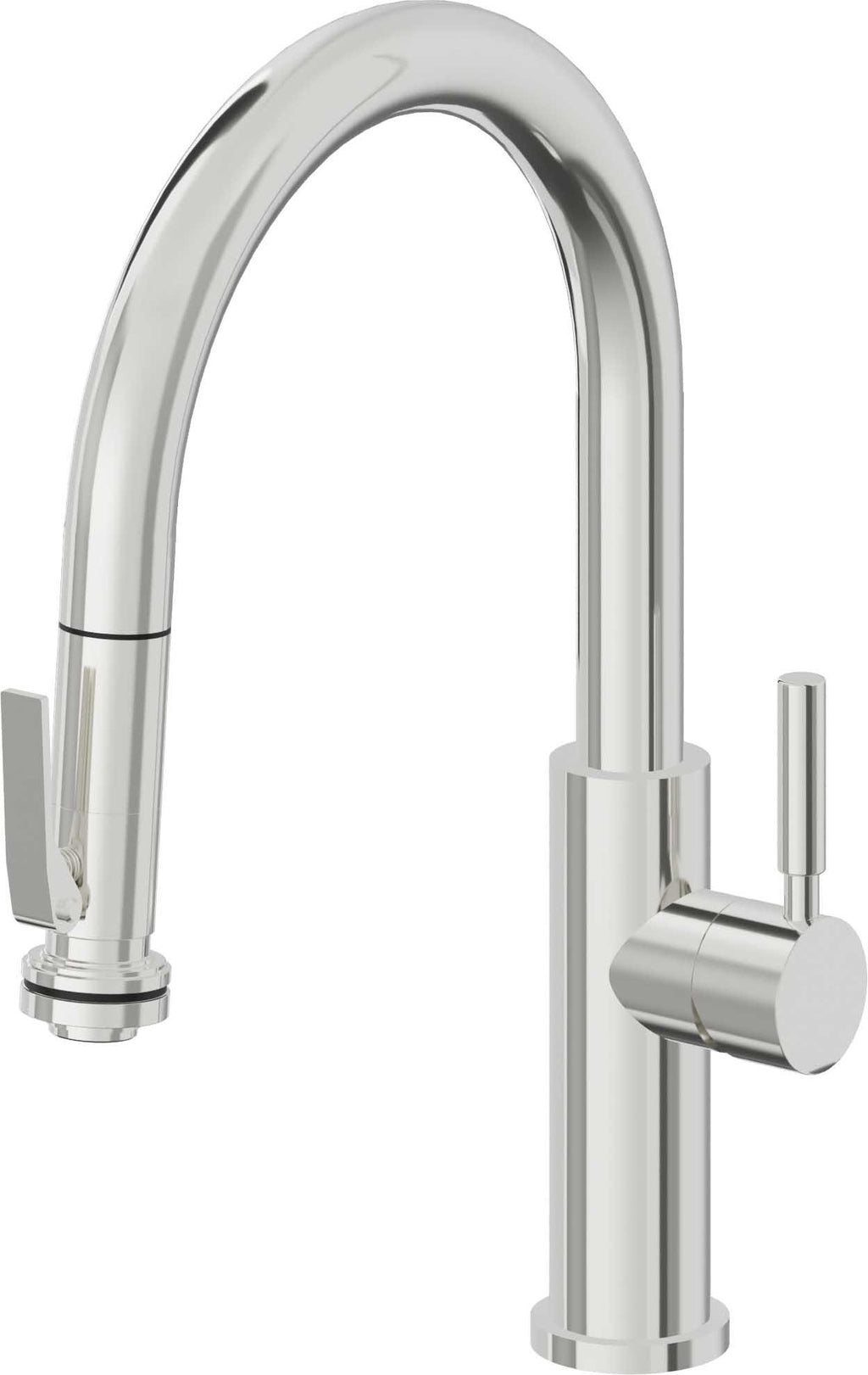 California Faucets Corsano Llave de Cocina Extraible Contemporanea con Rociador de Apretar - Pico Bajo en Arco - Cromo Pulido