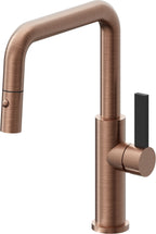 California Faucets Corsano Llave de Cocina Extraible Contemporanea con Rociador de Boton - Pico Cuadruple - Cobre Antiguo Mate