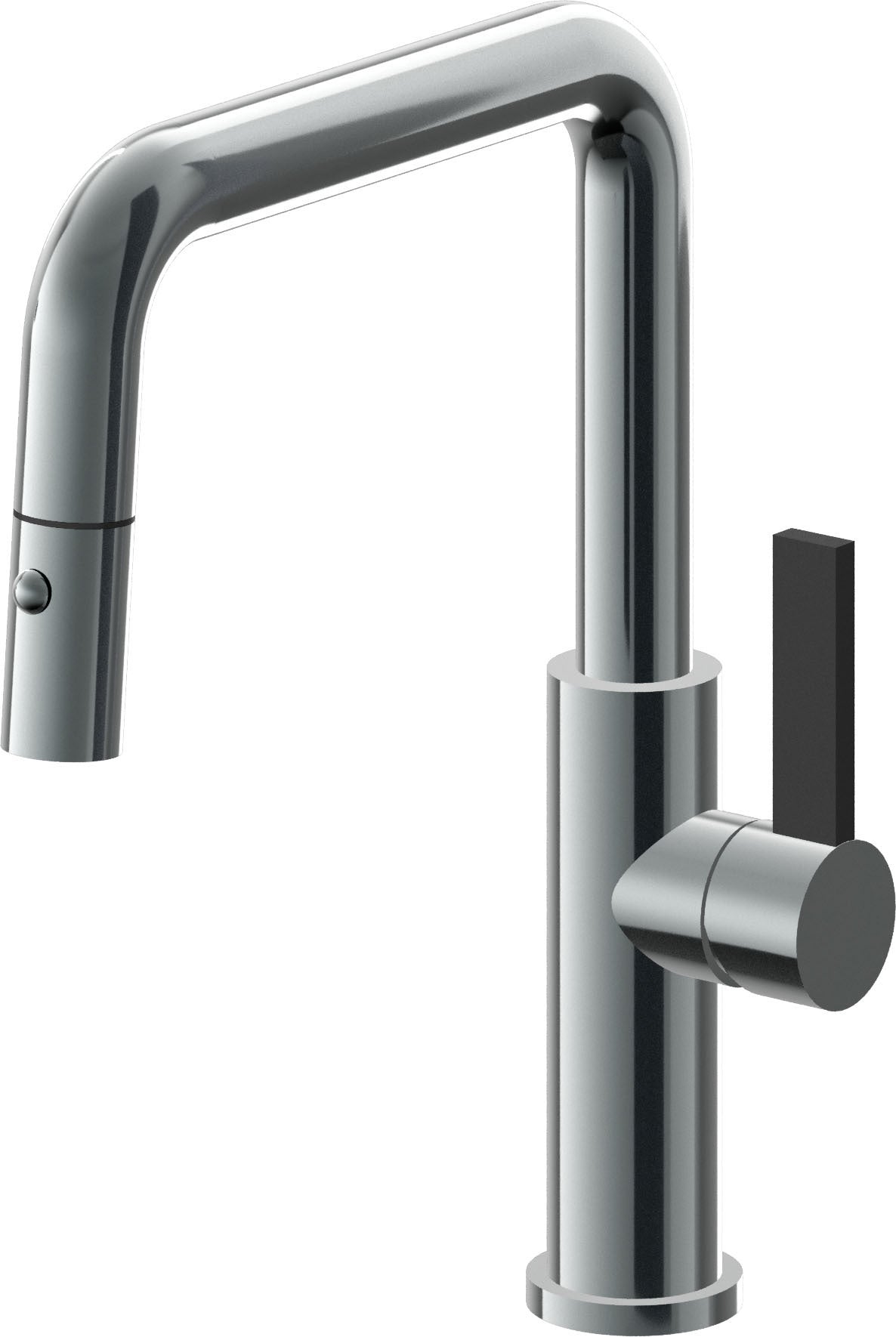 California Faucets Corsano Llave de Cocina Extraible Contemporanea con Rociador de Boton - Pico Cuadruple - Níquel Negro