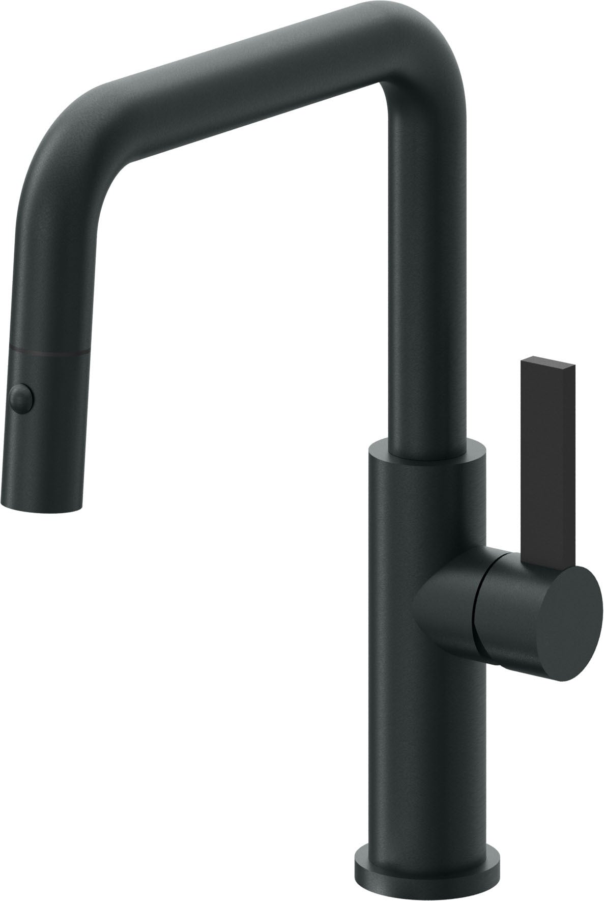 California Faucets Corsano Llave de Cocina Extraible Contemporanea con Rociador de Boton - Pico Cuadruple - Carbón