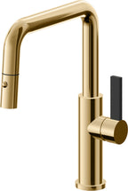 California Faucets Corsano Llave de Cocina Extraible Contemporanea con Rociador de Boton - Pico Cuadruple - Oro Francés