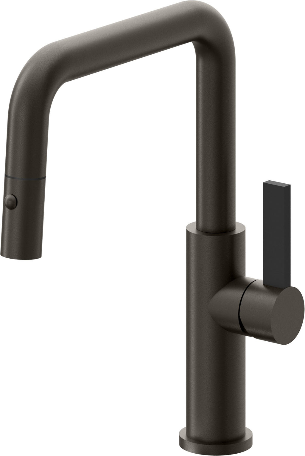 California Faucets Corsano Llave de Cocina Extraible Contemporanea con Rociador de Boton - Pico Cuadruple - Bronce Oscuro