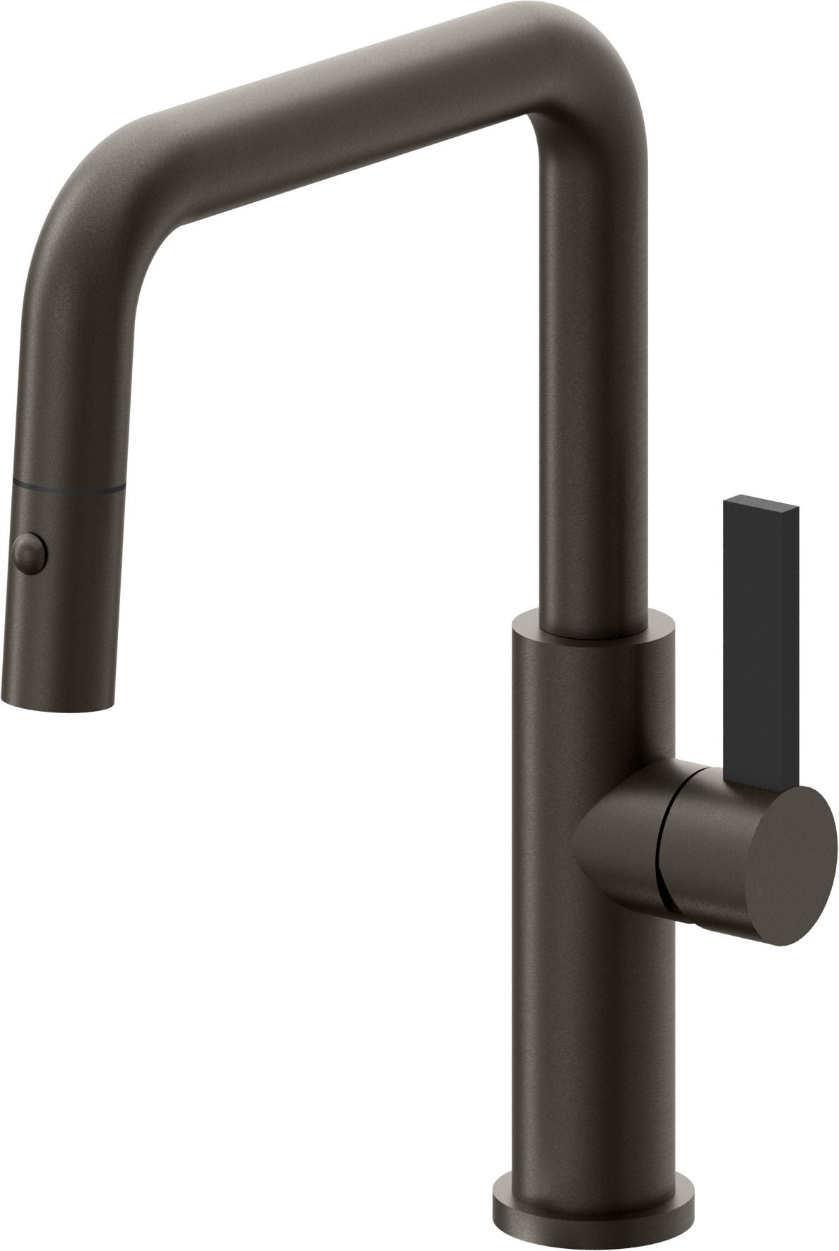 California Faucets Corsano Llave de Cocina Extraible Contemporanea con Rociador de Boton - Pico Cuadruple - Bronce Oscuro