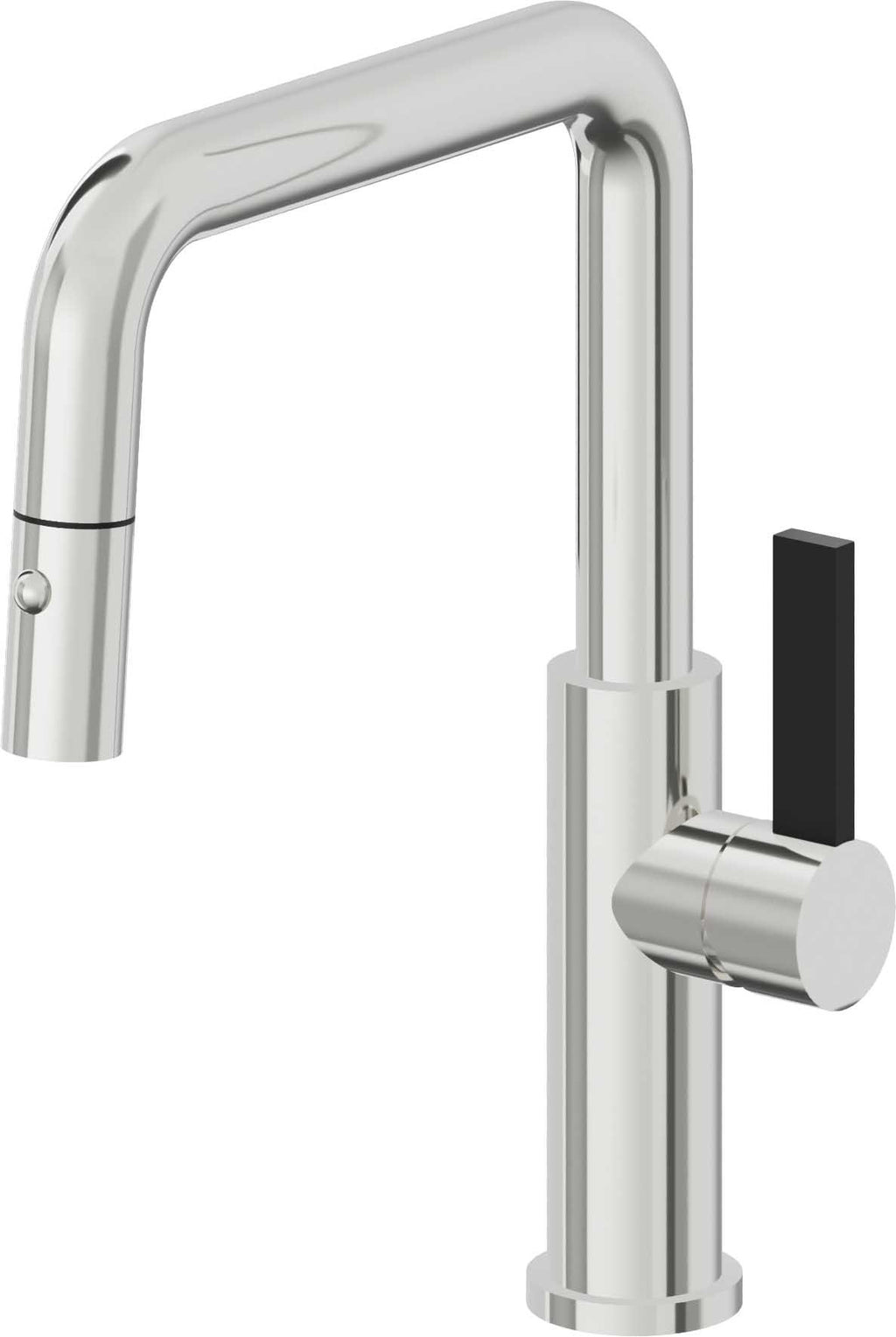 California Faucets Corsano Llave de Cocina Extraible Contemporanea con Rociador de Boton - Pico Cuadruple - Cromo Pulido