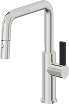 California Faucets Corsano Llave de Cocina Extraible Contemporanea con Rociador de Boton - Pico Cuadruple - Cromo Pulido