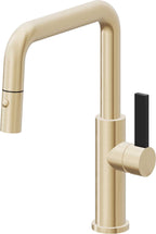 California Faucets Corsano Llave de Cocina Extraible Contemporanea con Rociador de Boton - Pico Cuadruple - Latón Satinado