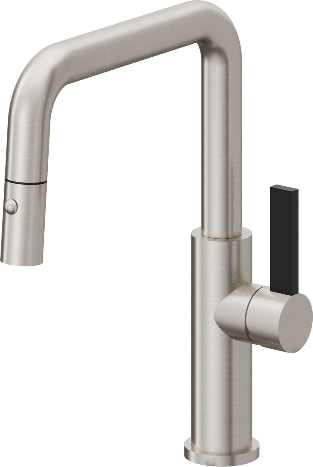 California Faucets Corsano Llave de Cocina Extraible Contemporanea con Rociador de Boton - Pico Cuadruple - Acero Inoxidable Ultra