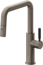 California Faucets Corsano Llave de Cocina Extraible Contemporanea con Rociador de Boton - Pico Cuadruple - Níquel Antiguo Mate