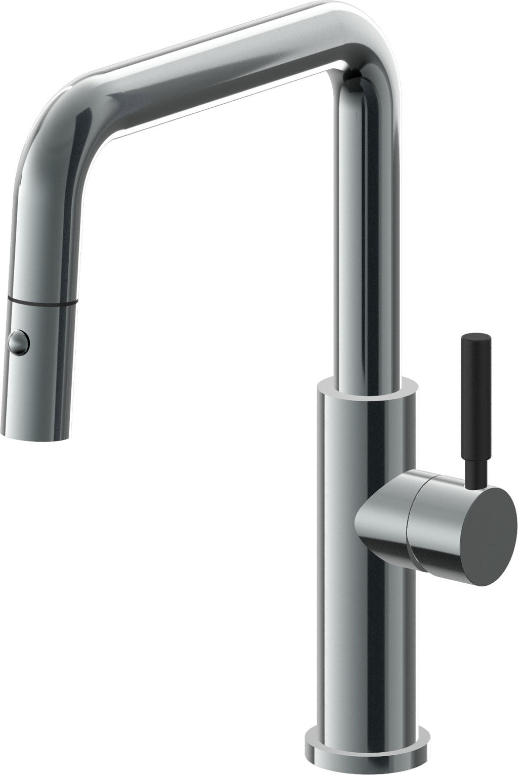 California Faucets Corsano Llave de Cocina Extraible Contemporanea con Rociador de Boton - Pico Cuadruple - Níquel Negro
