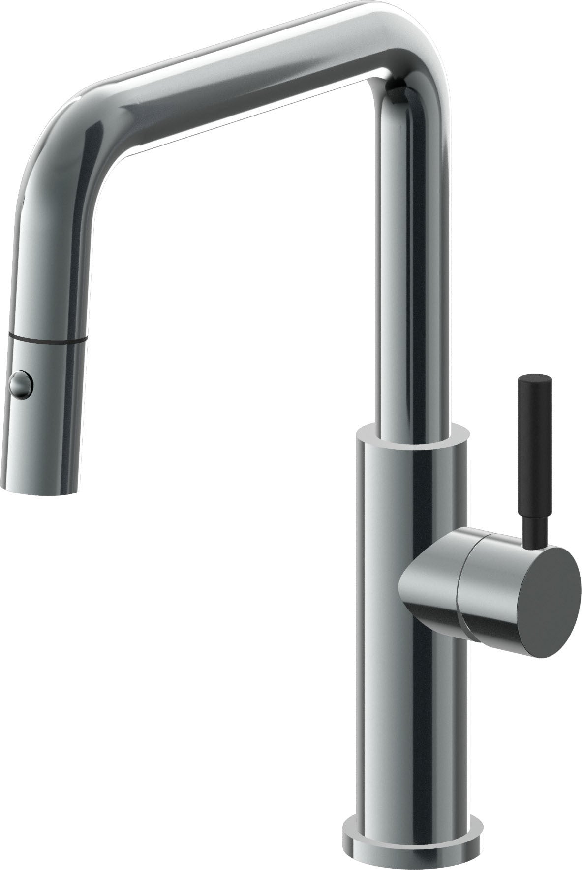 California Faucets Corsano Llave de Cocina Extraible Contemporanea con Rociador de Boton - Pico Cuadruple - Níquel Negro