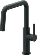California Faucets Corsano Llave de Cocina Extraible Contemporanea con Rociador de Boton - Pico Cuadruple - Carbón