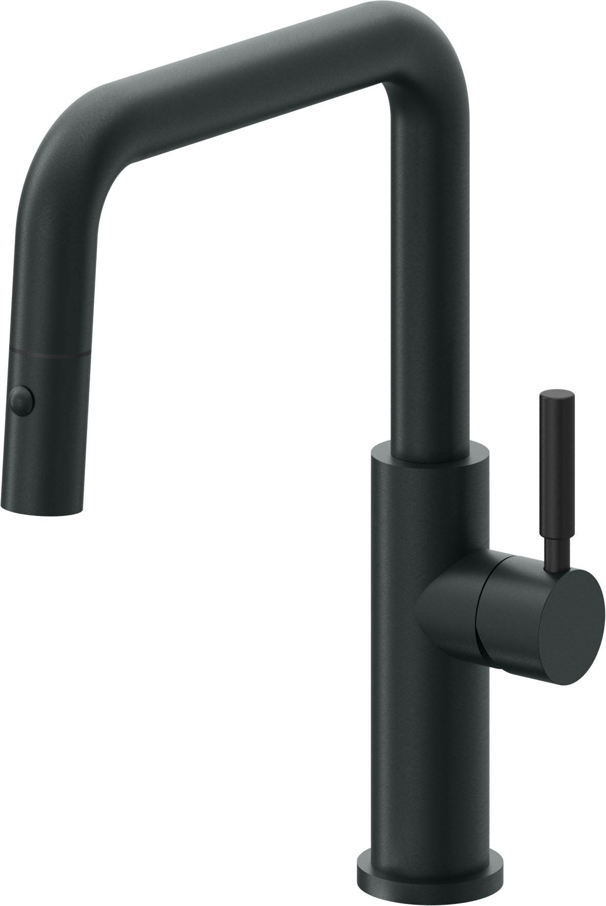California Faucets Corsano Llave de Cocina Extraible Contemporanea con Rociador de Boton - Pico Cuadruple - Carbón
