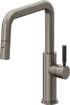 California Faucets Corsano Llave de Cocina Extraible Contemporanea con Rociador de Boton - Pico Cuadruple - Grafito